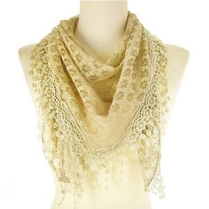 New Fashion Triangle Lace Scarf Beige Color